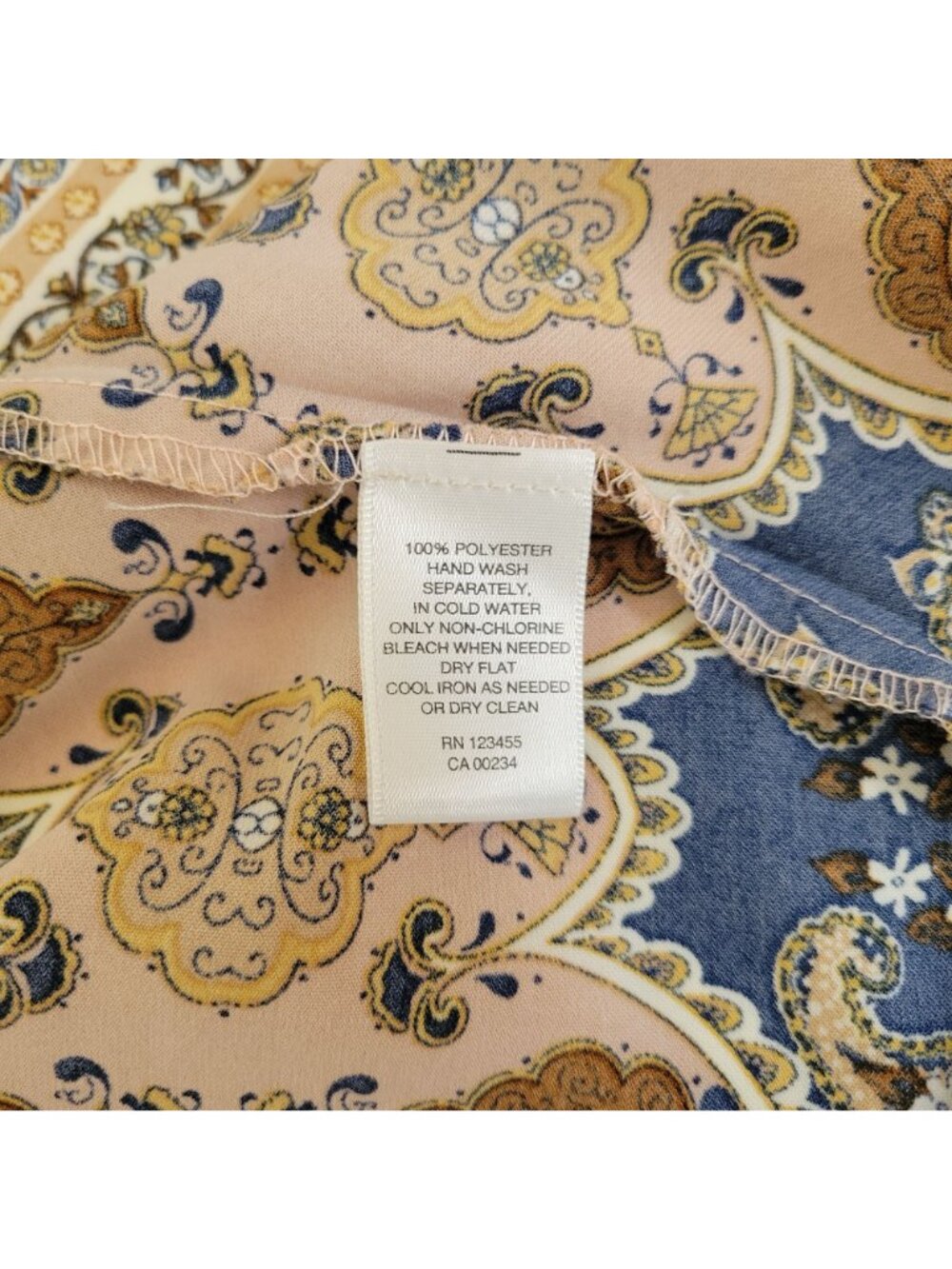 Design Lab Lord & Taylor Women's Paisley Kimono Cardigan Jacket Mustard/Navy Lar - Picture 5 of 6